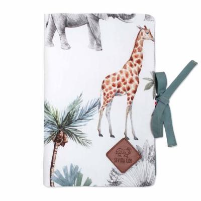 Prot&egrave;ge carnet de sant&eacute; b&eacute;b&eacute; en coton- safari PROT-CS-SAFARI