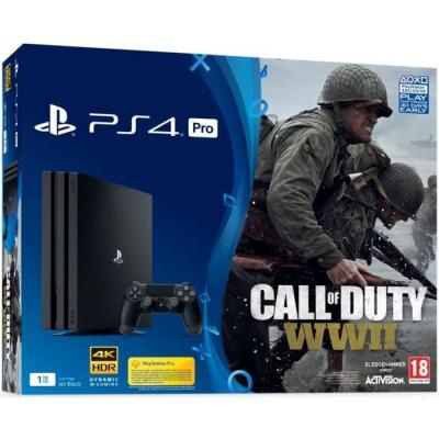 Sony PlayStation 4 Pro - Console de jeux - 4K - HDR - 1 To HDD - noir de jais - Call of Duty: WWII