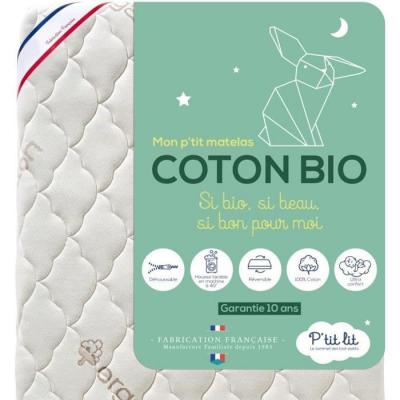 Matelas b&eacute;b&eacute; sans traitement d&eacute;houssable coton bio 70x140