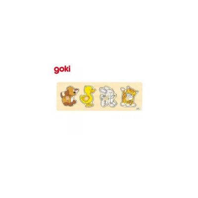 Puzzle &agrave; boutons B&eacute;b&eacute;s animaux 4 &eacute;l&eacute;ments - GOKI