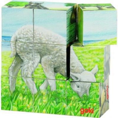 Goki Bloc de bois Puzzle Animaux De Ferme