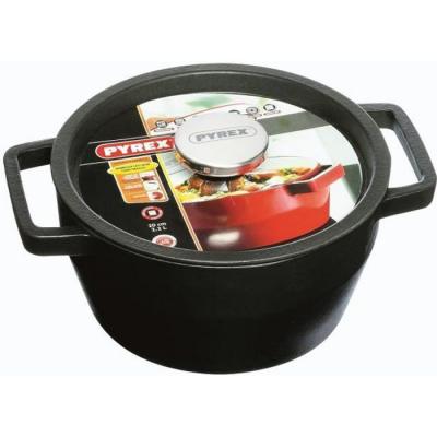 PYREX, SlowCook Cocotte ronde grise 28 cm en fonte-