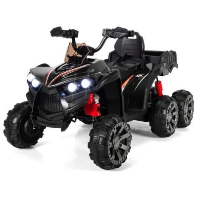 Quad &Eacute;lectrique pour Enfants COSTWAY - 6 Roues, 4 Moteurs, LED, Musique, USB - Noir