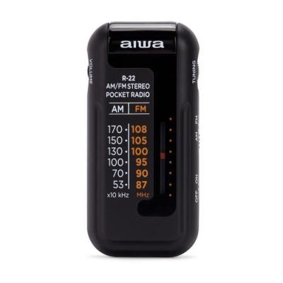Aiwa R22 Portable Pocket Radio with Earphones, Black EU