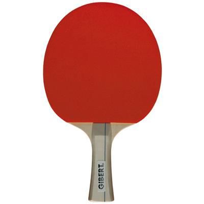 Raquette tennis de table bois 5 plis rev&ecirc;tement caoutchouc sur mousse manche ergonomique