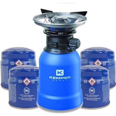 R&eacute;chaud gaz 2200W Coque ABS Piezo + 4 cartouches de gaz 190gr KEMPER 