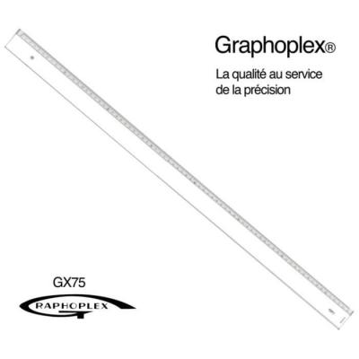 R&egrave;gle transparente 1 biseau + bosselage 75 cm - Graphoplex {couleur}