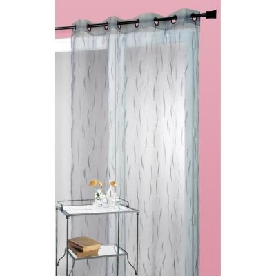 Voilage en Organza Gris Brod&eacute; Motif Brindilles - Gris