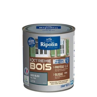 RIPOLIN Peinture Bois Satin Haute Protection 10 ans qui Prot&egrave;ge et Magnifie vos Bois - Gris bleu