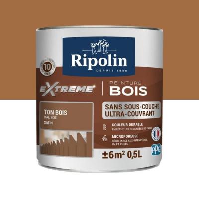 RIPOLIN Peinture Bois Satin Haute Protection 10 ans qui Prot&egrave;ge et Magnifie vos Bois - Ton bois 