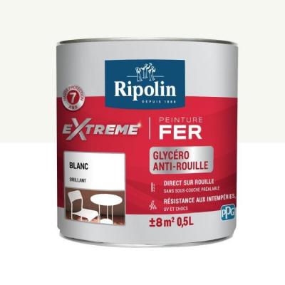 RIPOLIN Peinture pour Fer Ext&eacute;rieur - Blanc Brillant, 0,5L