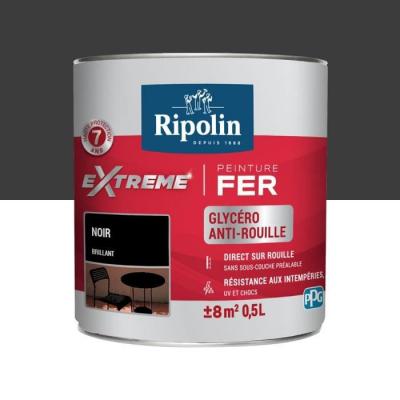 Peinture pour Fer Ext&eacute;rieur - Brillant - 0,5L - Noir Ripolin Noir