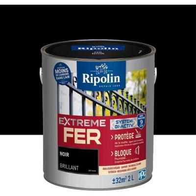 Peinture fer ext&eacute;rieur RIPOLIN Extr&ecirc;me brillant noir 2L