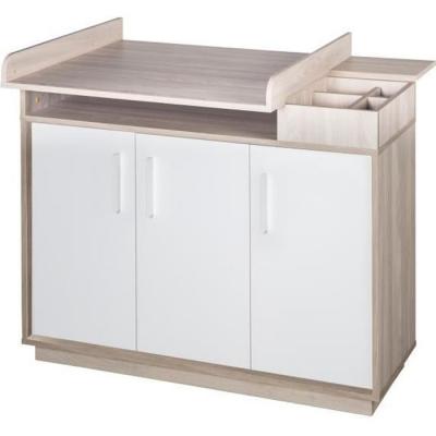 ROBA Commode &agrave; langer ""Olaf"" &agrave; plan amovible - 3 portes - Blanc - Luna Elm