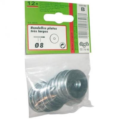 Rondelle plate extra large diam&egrave;tre 8 mm, 12 pi&egrave;ces. Vynex