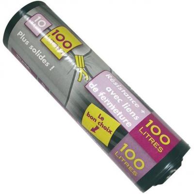 PUBLI EMBAL Lot de 10 Sacs Poubelle NF 100 L renforc&eacute;s Noirs
