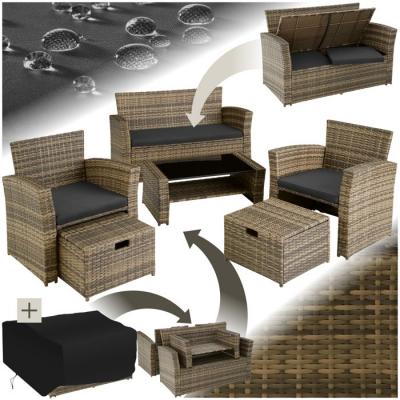 Salon de jardin MODENE 4 places avec housse de protection marron