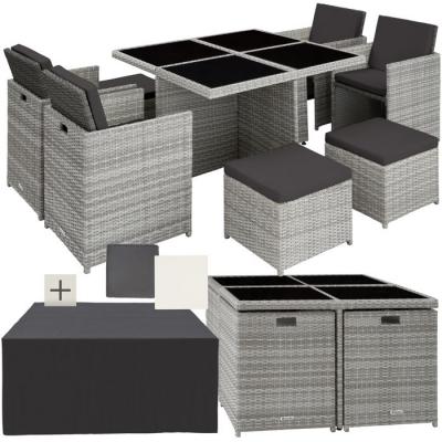 Salon de jardin MANHATTAN 8 places avec 2 sets de housses