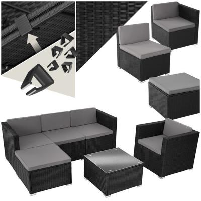 Tectake salon en rotin lignano avec fauteuil - noir 404790