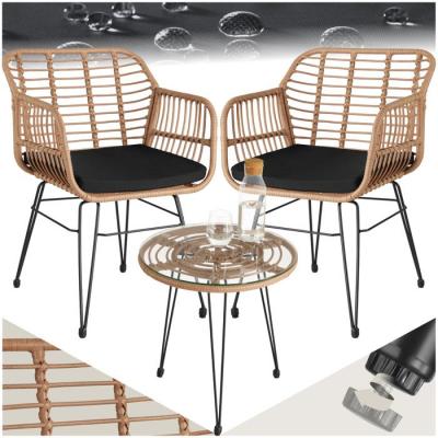 Tectake salon de jardin en rotin molfetta - marron naturel 403558