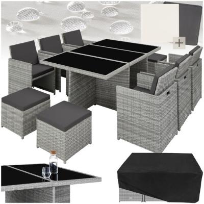 Tectake - Salon de jardin Avec cadre en aluminium - gris clair
