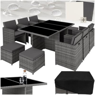 Salon de jardin 10 places avec 2 sets de housses