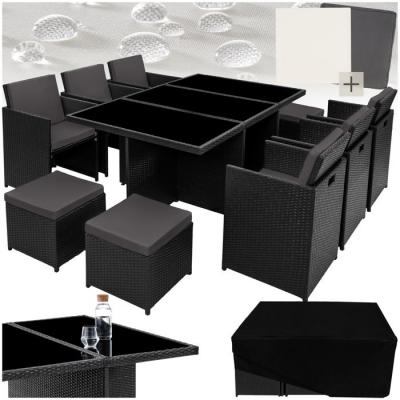 Salon de jardin NEW YORK 10 places avec 2 sets de housses + housse de protection, variante 2