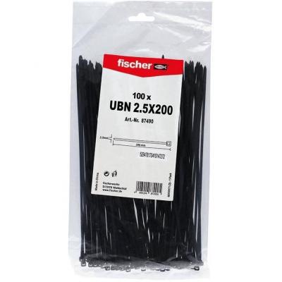 Fischer 87490 UBN Serre-c&acirc;ble 200 mm 2.50 mm noir stabilis&eacute; aux UV 100 pc(s)