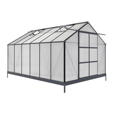 Serre de Jardin en polycarbonate de 13m&sup2; KALIDA avec embase - anthracite