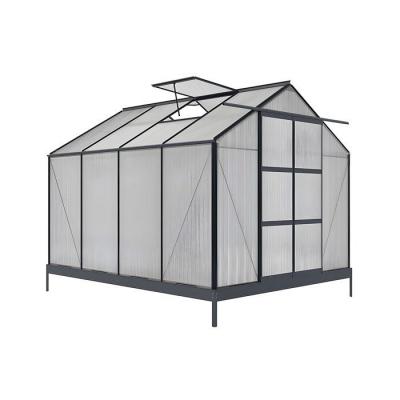 Serre de Jardin en polycarbonate de 7,5 m&sup2; avec embase - Anthracite - GREENEA II