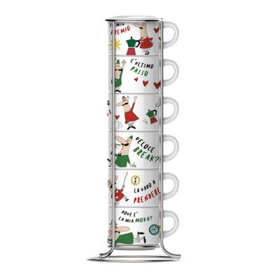 Service &agrave; Expresso Italy avec 6 Tasses et Support