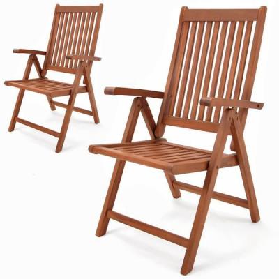 Lot de 2 chaises de jardin Vanamo en bois d'eucalyptus