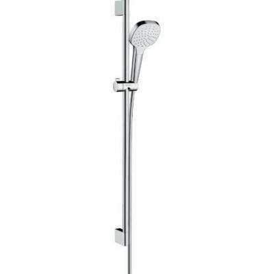 Set de douche 1jet avec barre Unica Croma 90 cm blanc/chrom&eacute;