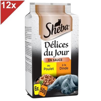 Sheba D&eacute;lices Du Jour 72 Sachets Poulet Dinde En Sauce Pour Chat 50g (12x6)