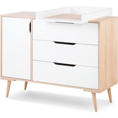 Sofie commode &agrave; langer &agrave; tiroirs et &eacute;tag&egrave;res style scandinave blanc / bois