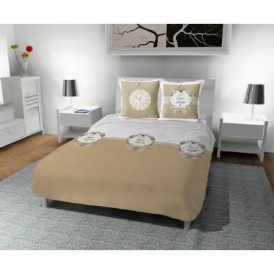 Soleil d'ocre Esprit de Famille Parure housse de couette, Coton, Ecru, 260 x 240 cm