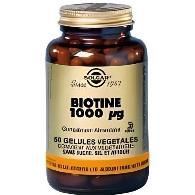 Solgar Biotine 1000Mcg (Vitamine B8) 50 g&eacute;lules V&eacute;g&eacute;tales