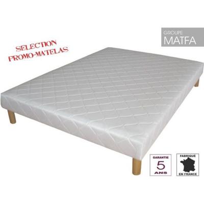 Sommier tapissier &agrave; ressorts 160 x 200 + jeu de 4 pieds offerts: