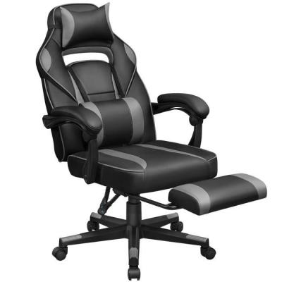 Fauteuil de bureau repose-pieds t&eacute;lescopique Noir et gris