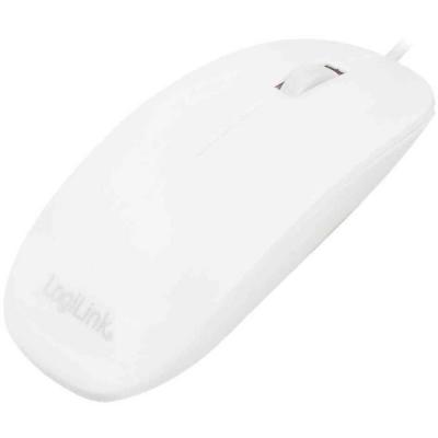 LogiLink Slim - Souris - droitiers et gauchers - optique - 3 boutons - filaire - USB - blanc 