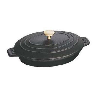 STAUB Assiette Chaude en Fonte, Ovale, &Oslash; 23 cm, 1 L, Noir Mat