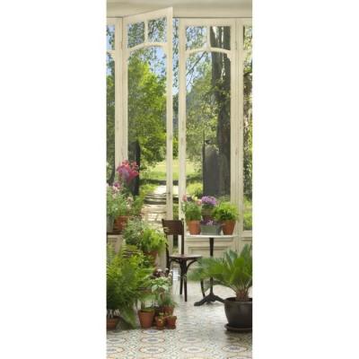 Sticker Adh&eacute;sif de porte Ondoor - Jardin d'hiver - 204 x 83 cm