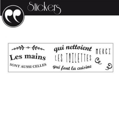 Sticker Citation Les Mains qui Nettoient les Toilettes 70 x 20cm