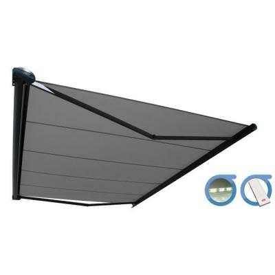 Store banne Coffre PROTECT 2 LED Gris 5x3.5m Motoris&eacute; + LED - Toile Grise