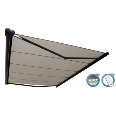 Store banne Coffre PROTECT 2 LED Gris 5x3,5m Motoris&eacute; + LED - Toile Taupe