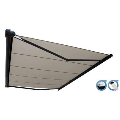 Store banne Coffre PROTECT 2 SMART Gris 5x3.5m Motoris&eacute; + Capteur Vent - Toile Grise