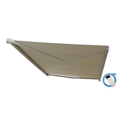 Store banne Coffre PROTECT 2 Blanc 6x3.5m Motoris&eacute; - Toile Ecrue