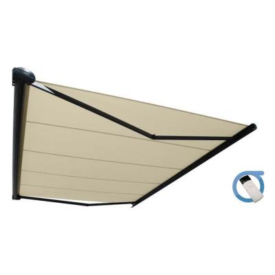 Store banne Coffre PROTECT 2 Gris 6x3.5m Motoris&eacute; - Toile Ecrue