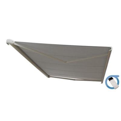 Store banne Coffre PROTECT 2 Blanc 6x3.5m Motoris&eacute; - Toile Grise