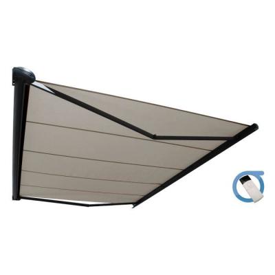 Store banne Coffre PROTECT 2 Gris 6x3.5m Motoris&eacute; - Toile Taupe